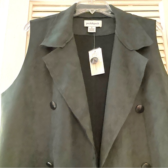Gorgeous Long Cover Up Green Vest Suede Cloth Jacket - Picture 9 of 16